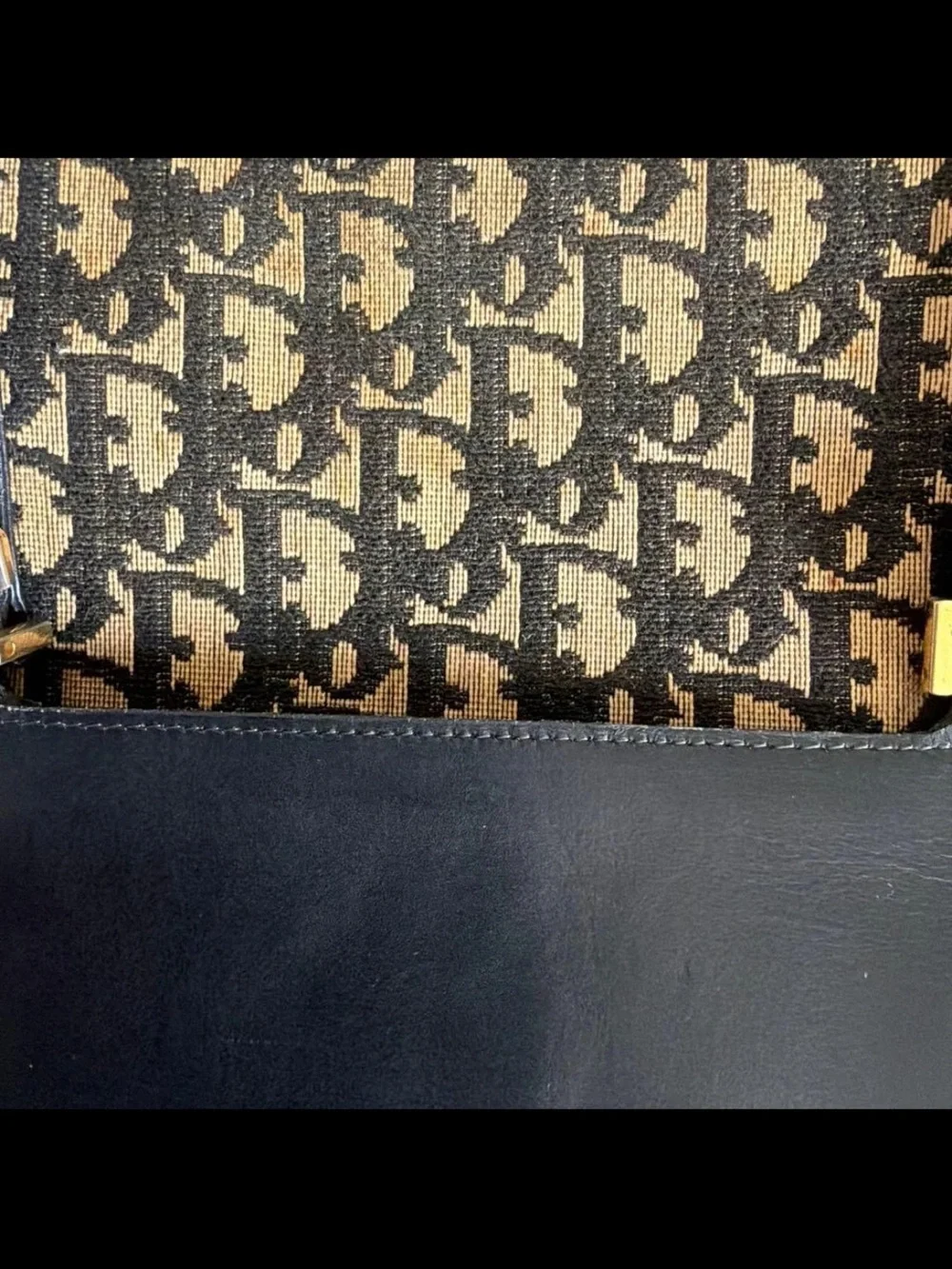 Dior Black and Beige Logo Jacquard Shoulder Bag